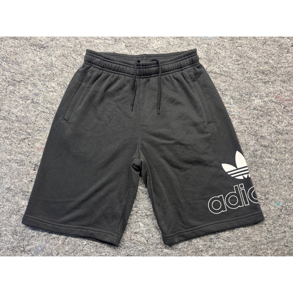 Adidas Originals Mens Trefoil French Terry‎ Shorts Black White Logo Small NEW